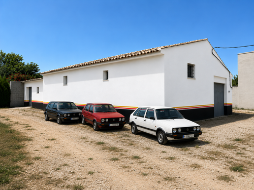 3 Golf MK2 GTI's in front of our new building in Spain