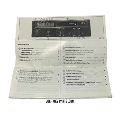 Golf / Jetta MK2 Beta radio Brochure BR-59 CE-1